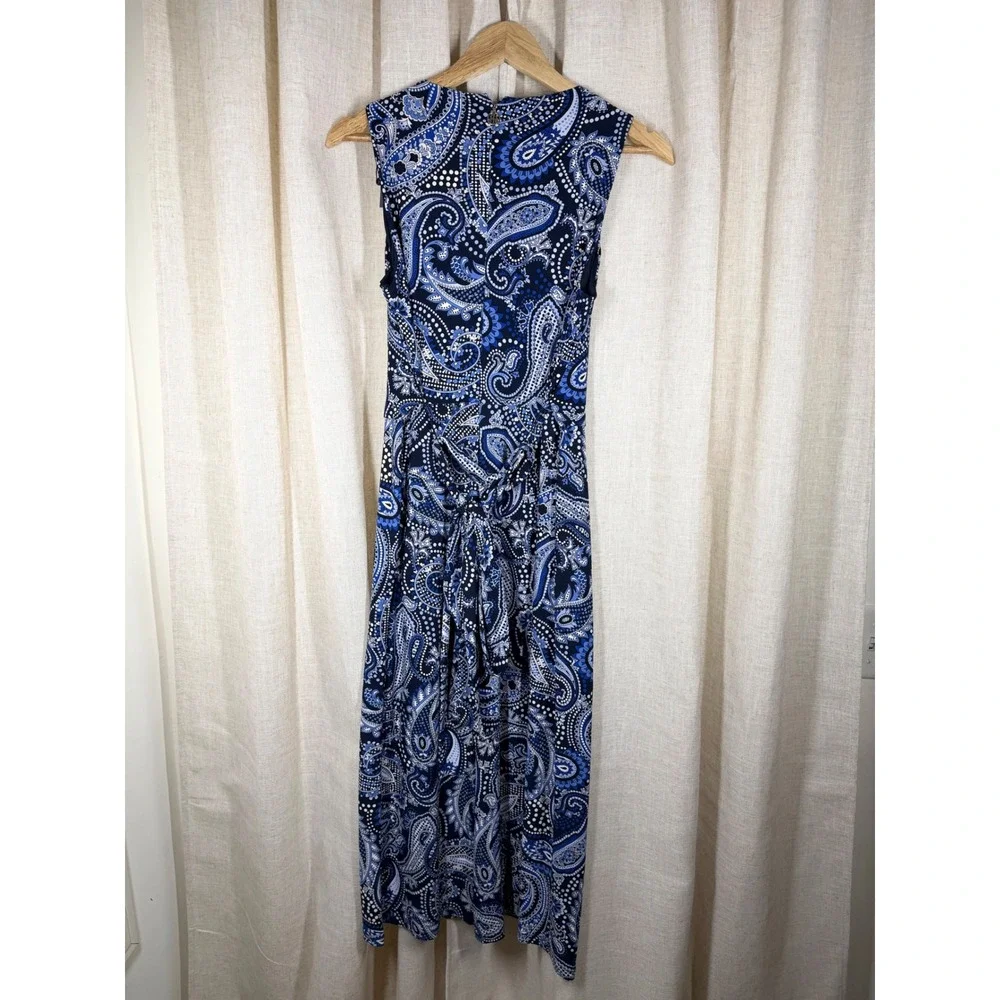 Tommy Hilfiger NWT Blue Paisley Belted Cropped Wide Leg Jumpsuit Sz 8 Resortwear